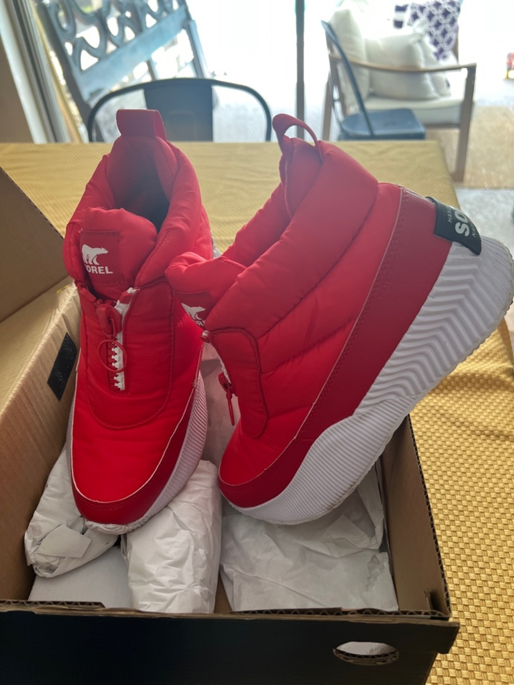 Sorel Out N About III Puffy Zip Ankle Boots Sneaker Women Waterproof Red White